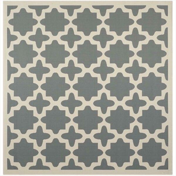 5 Ft. -3 In. X 5 Ft. -3 In. Square Indoor-Outdoor Courtyard- Anthracite And Beige- Machine Made Rug, Safavieh, Mfr#: CY6913-246-5SQ